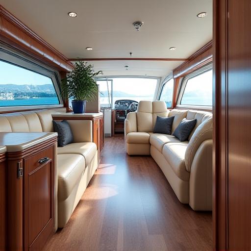 Interni lussuosi di uno yacht dopo la pulizia